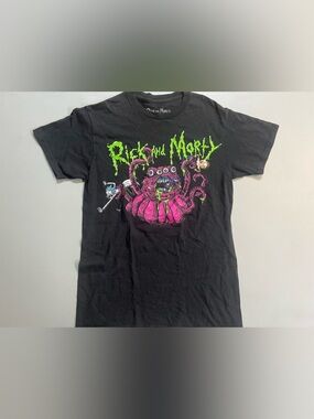 Rick and Morty Graphic Tee Women’s S Adult Swim Black Shirt Cartoon